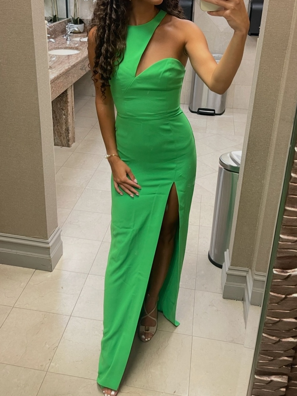 REVOLVE Neon Green Halter Maxi Dress